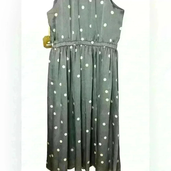 Ryegrass grey dot midi dress polka dot  stretch elastic waist sleeveless size Xs - Picture 9 of 10